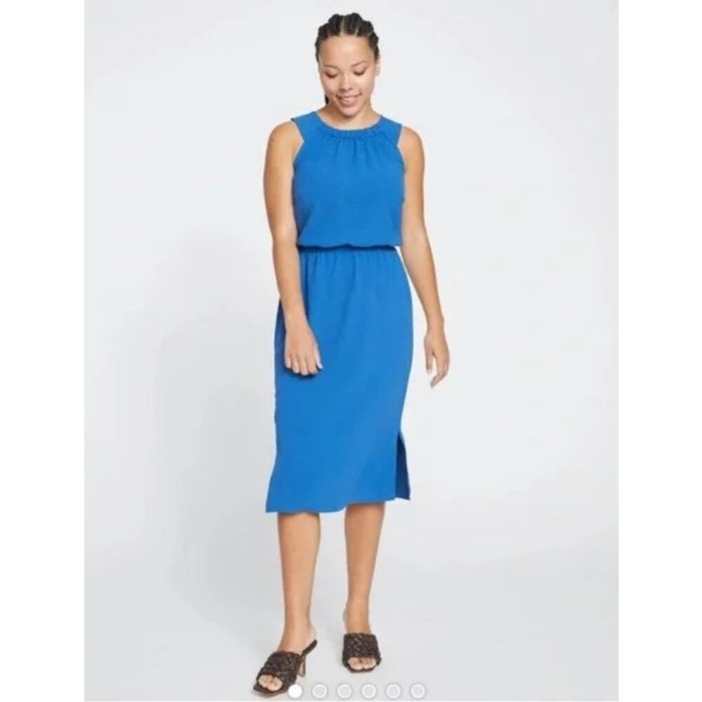 NWT Universal Standard Isola Sleeveless Crepe Midi Dress | Blue | SZ XL